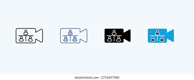 Virtual Meeting Multiple Icon Illustration Vector