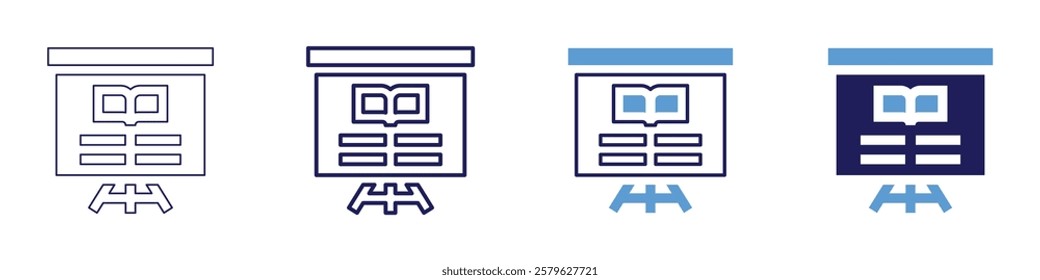 Virtual meeting presentation icon in 4 different styles. Thin Line, Line, Bold Line, Duotone. Duotone style. Editable stroke.