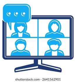 Virtual Meeting Room icon represented by group video call Dualtone style.