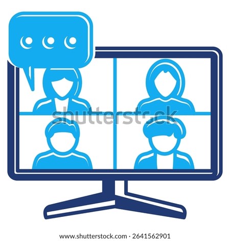 Virtual Meeting Room icon represented by group video call Dualtone style.