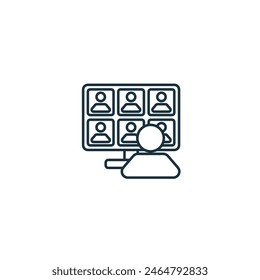 Virtual Meetings icon. Monochrome simple Remote Work icon for templates, web design and infographics