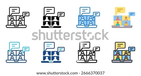 Virtual meetings icon set multiple style collection 
