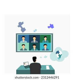 virtual meetings on a big screen to get new ideas