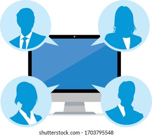 Virtual Meetings, Work from Home vector