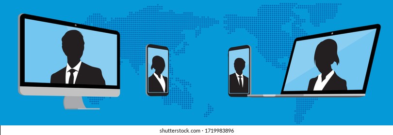 Virtual Meetings, Work from Home vector
