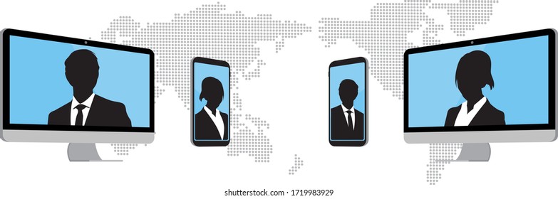 Virtual Meetings, Work from Home vector