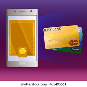 Virtual mobile banking and three bank cards / Electronic wallet replacing all bank cards