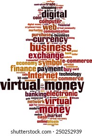 Virtual money word cloud concept. Vector illustration