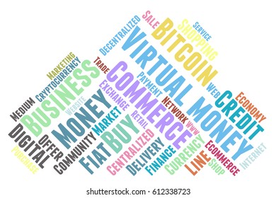 Virtual money word cloud typography