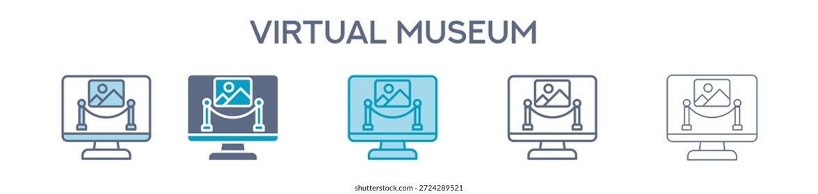Elemento De Museu Virtual Para Design Gráfico - Estilos Múltiplos. Ilustração Vetorial De Duas Cores E Preto. Vários Designs De Ícones Podem Ser Usados Para Celular, Interface Do Usuário, Web