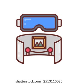 Virtual Museum Filled Icons , Vector illustration