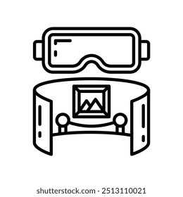 Virtual Museum Outline Icon, Vector illustration