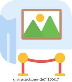 Virtual Museum Tour Icono plano Diseño de Vector
