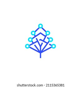 Virtual Network Tree Technology Forest Logo Design Vector