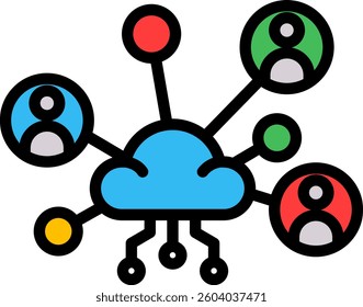 Virtual Networking Icon Lineal Color Vector Illustration