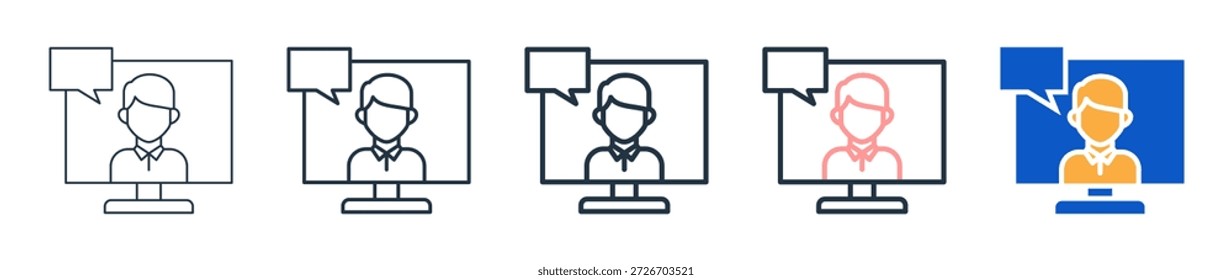 Virtual Office verschiedene Stile Symbole setzen Vektorgrafik.