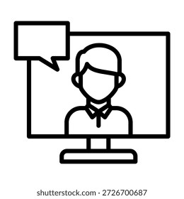Ilustración vectorial de diseño de línea de íconos de oficina virtual