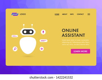 Virtual Online Assistant services concept modern flat design for website template, header, landing pages and banner. Online assistant, virtual voice search help service.