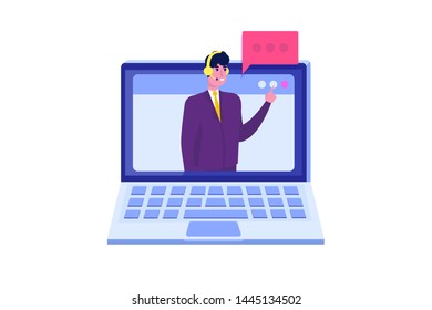 Virtual online business assistant. Customer and hotline operator, technical support 24-7. Vector illustration