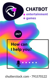 Virtual online entertainment game customer support. Sketch avatar for intelligence technology. Concept banner with head robot chatbot.  Voice service chat bot.  