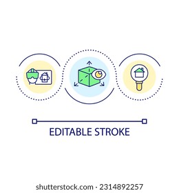 Virtual open house marketing loop concept icon. Buy new home tips. Real estate event online abstract idea thin line illustration. Isolated outline drawing. Editable stroke. Arial font used