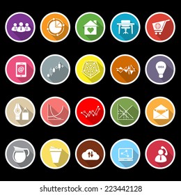 Virtual organization flat icons with long shadow, stock vector