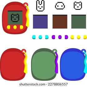 virtual pet vector set of interchangeable assets