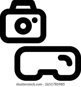 Fotografia Virtual, Fotografia VR, Ícone de Contorno de Realidade Virtual