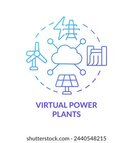 Virtual power plants blue gradient concept icon. Ecofriendly generation facilities. Renewable energy parks. Round shape line illustration. Abstract idea. Graphic design. Easy to use in brochure