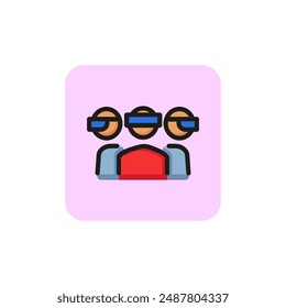 Virtual presentation line icon. Group, virtual reality goggles, video. Conference concept. Vector illustration can be used for topics like business, innovation, education