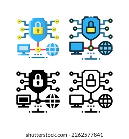 Virtual Private Network icon. With outline, glyph, filled outline and flat styles