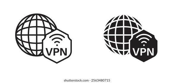 Virtual private network icons in outline and fill. vector illustration for ui.