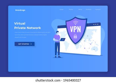 Virtual private network illustration landing page. Illustration for websites, landing pages, mobile applications, posters and banners.