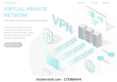 Virtual Private Network Landing Page Template Vpn Isometric Concept