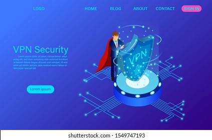 virtual private network security technology concept. isometric vector illustration