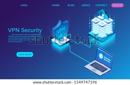 virtual private network security technology concept. isometric vector illustration