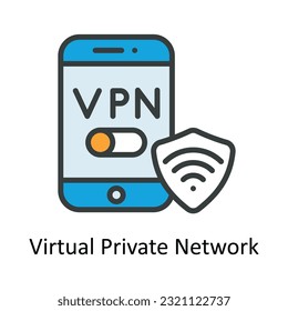 Virtual Private Network  Vector Fill outline Icon Design illustration. Cyber security  Symbol on White background EPS 10 File