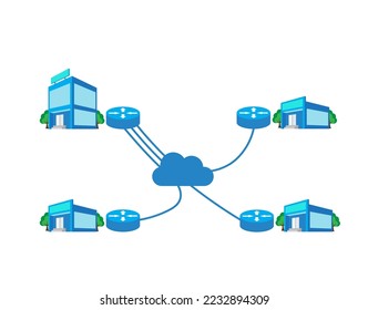 Virtual private network vector illustration. VPN site to site.