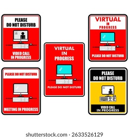 Virtual in progress, Please do not disturb, poster vector