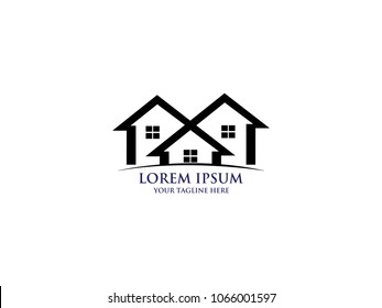 Virtual real estate house building logo construction innovation icon.