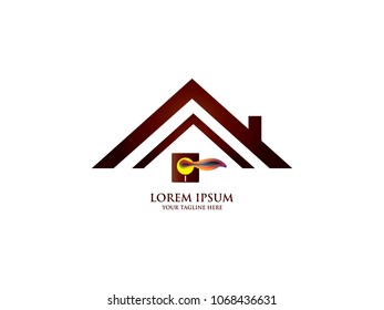 Virtual real estate house building logo construction innovation icon