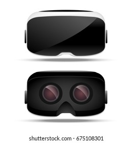 Virtual reality 3d concept device. Digital electronic entertainment. Virtual reality  glass. Innovation technology front view and back view.