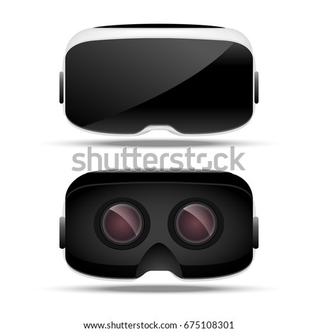 Virtual reality 3d concept device. Digital electronic entertainment. Virtual reality  glass. Innovation technology front view and back view.