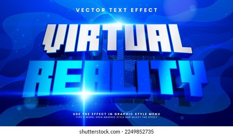 Virtual Reality 3d editable text effect suitable for digital technology theme.
