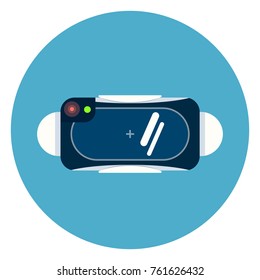 Virtual Reality 3d Glasses Icon On Blue Round Background Flat Vector Illustration