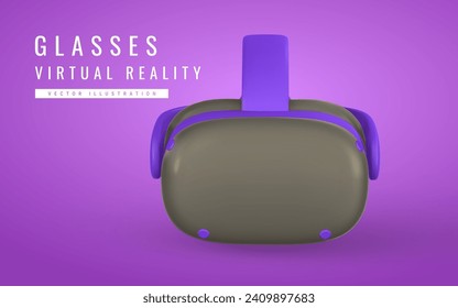 Virtual reality 3d VR glasses for gaming. Cyberspace of metaverse game concept. Vector illustration.