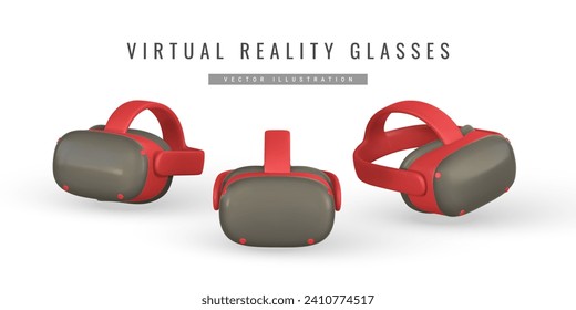 Gafas de realidad virtual 3d VR para juegos. El ciberespacio del concepto de juego de metáforas. Ilustración vectorial.