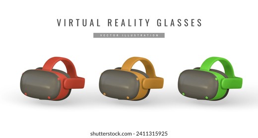 Virtual reality 3d VR glasses for gaming. Cyberspace of metaverse game concept. Vector illustration.
