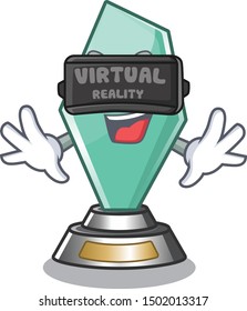 Virtual reality acrylic trophy mascot on a cartoon