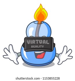 Virtual reality alcohol burner mascot cartoon